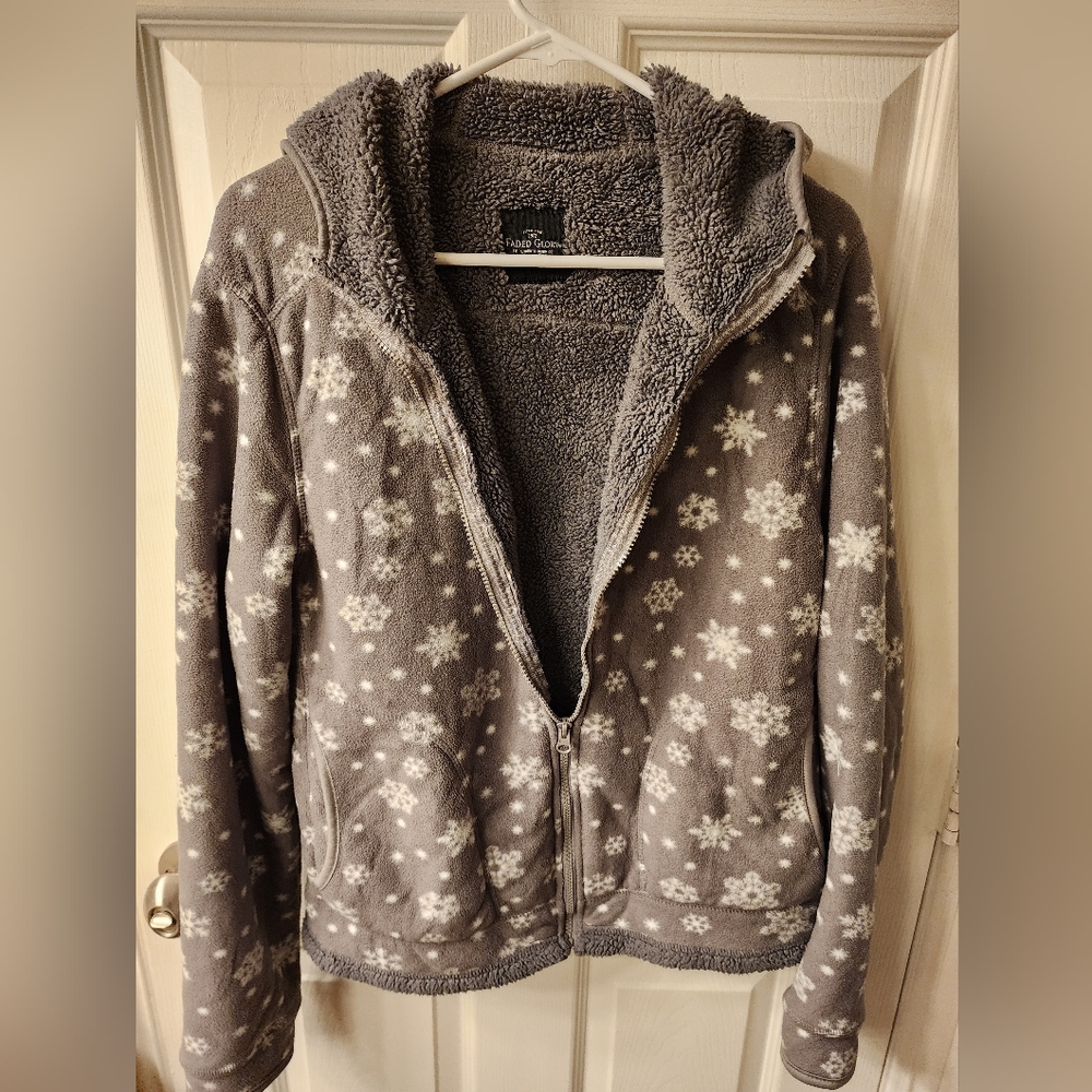 Faded Glory snow flake print fleece hoodie